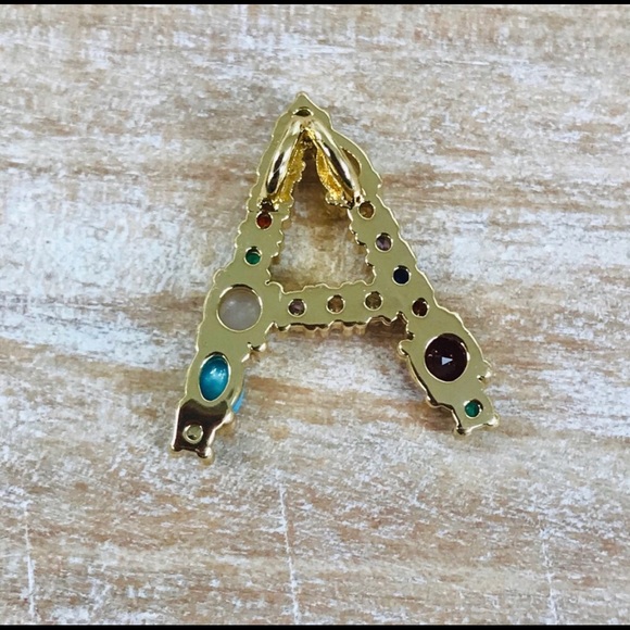 Multi-colored CZ & Stone Initial Necklaces-Boutique - Picture 11 of 16